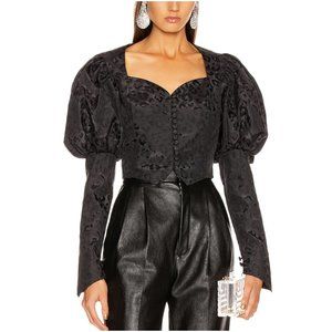 Marianna Senchina Shortened Bustier Jacket XS black animal jacquard puff sleeve